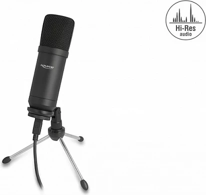 Mikrofon USB kondensator DeLOCK, 24-bit/192 kHz, me tripod, i zi