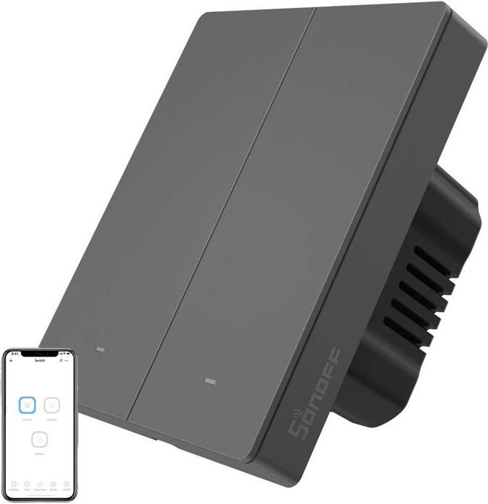 Switch i mençur Sonoff M5-2C-80, 2-kanalësh, WiFi, për kornizë, grafit