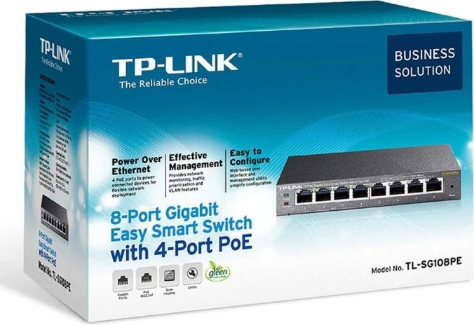 Switch TP-LINK TL-SG108PE, 8-Port Gigabit PoE Easy Smart Managed, 4x PoE 53W, i zi