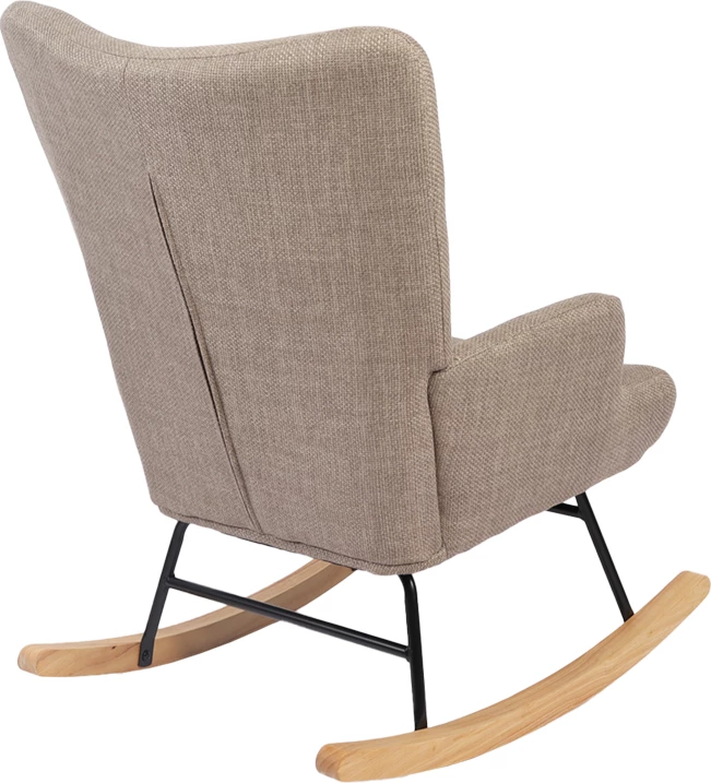 Karrige lëkundëse Jianna, stof gri-bezhë, këmbë ngjyrë natyrale, 79x64x89cm