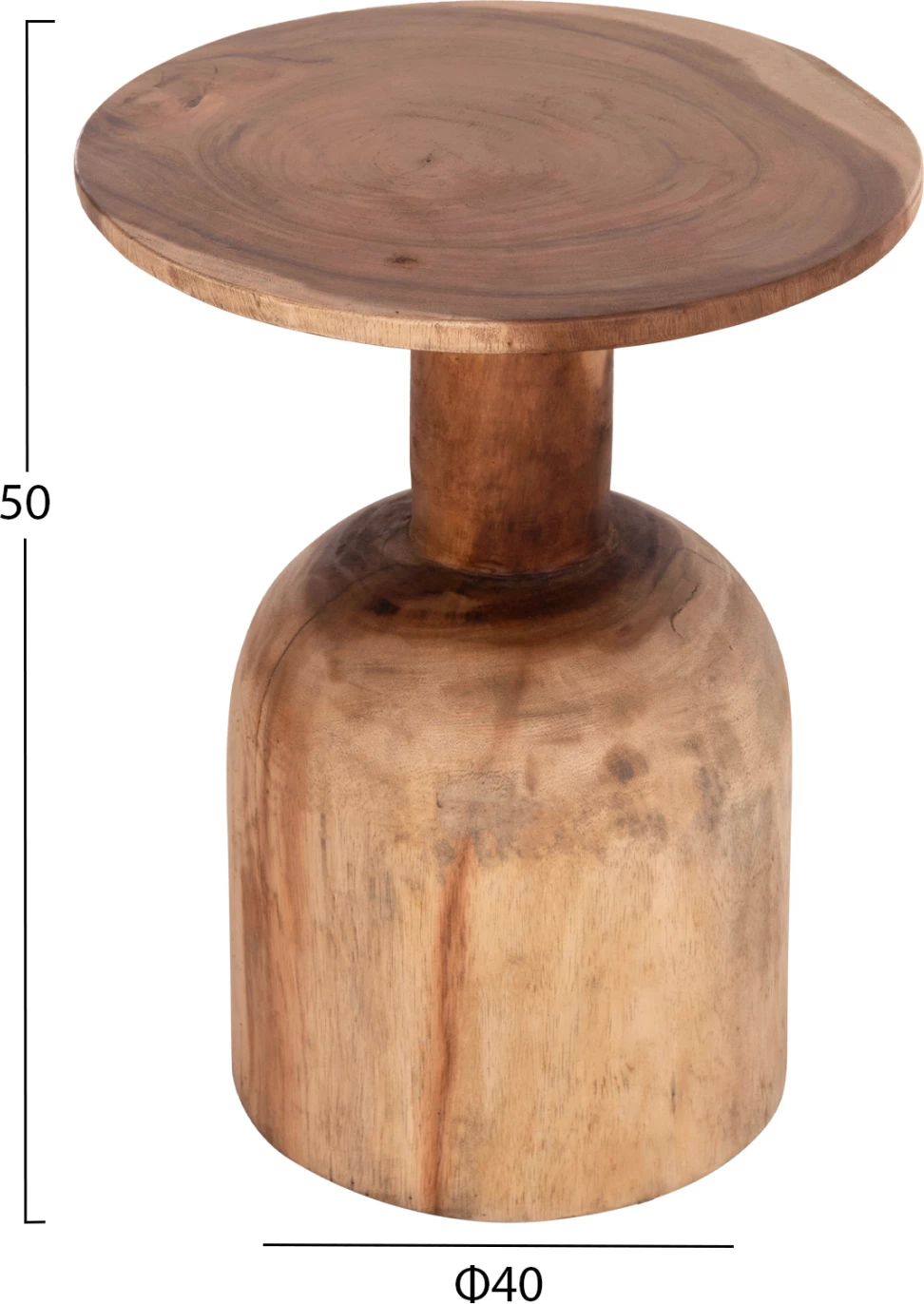 Tavolinë anësore e rrumbullakët PUMBE, dru suar natyral, FH9891.11, 40x50cm