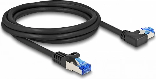 Kabllo rrjeti DeLOCK RJ45 Cat6A S/FTP, 2 m, drejt/këndore majtas, e zezë