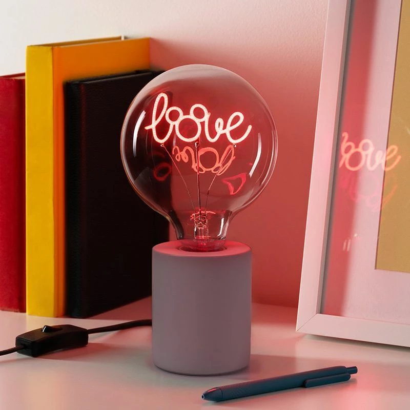 Llambë tavoline Paladone Disney Mickey Love, E27 LED neon, 24.3 cm, e kuqe
