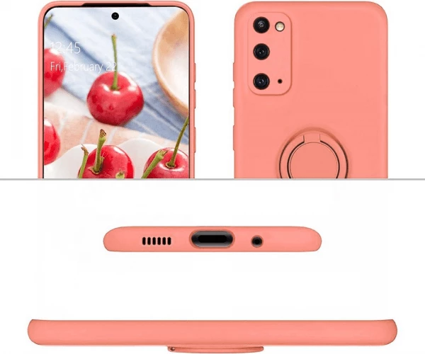 Mbështjellës silikoni ONASI për Samsung Galaxy A34, me unazë dhe mbrojtje kamere, rozë