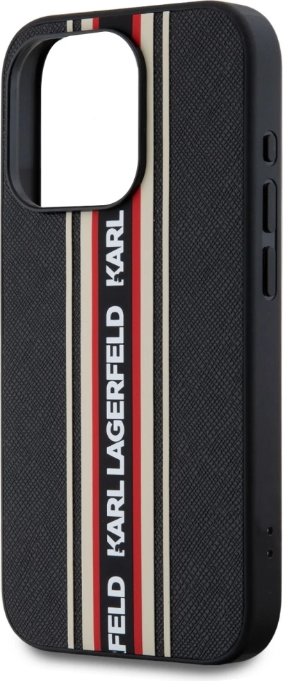 Mbështjellës Karl Lagerfeld Saffiano Athleisure Stripes Cord për iPhone 15 Pro Max, Kuqe