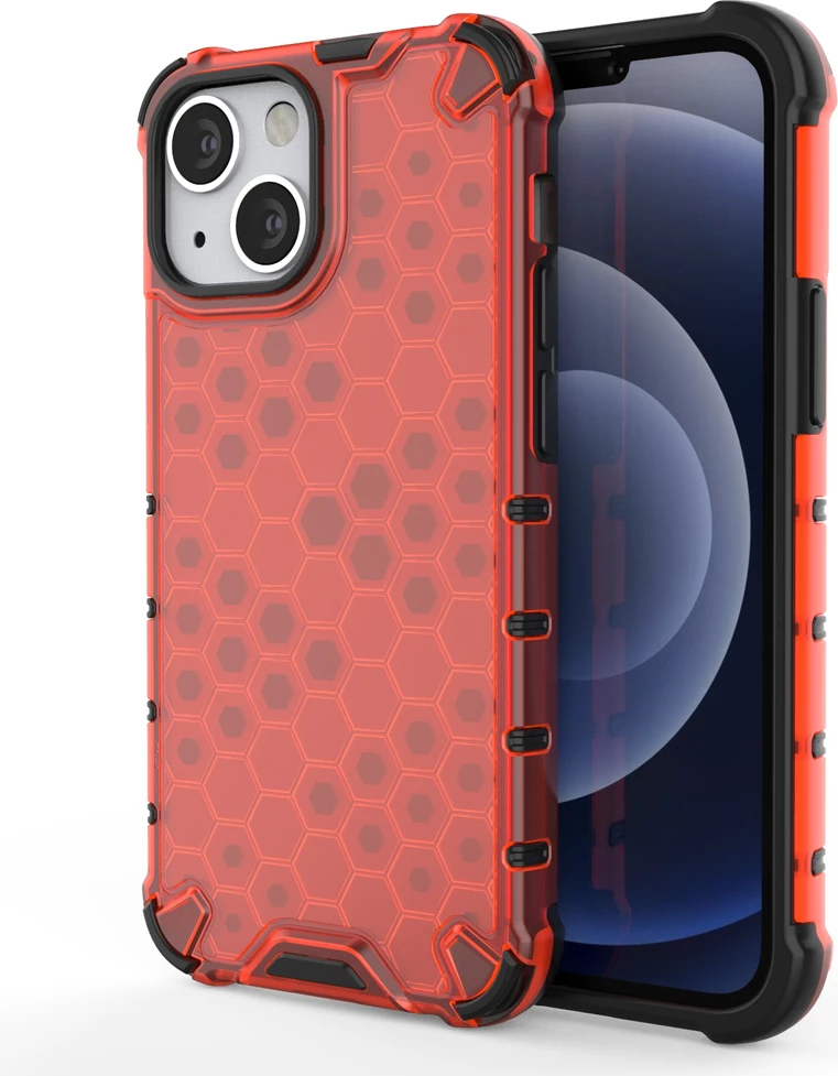 Mbështjellës Hurtel Honeycomb për iPhone 13 mini, i kuq