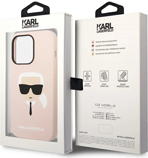 Mbështjellës Karl Lagerfeld KLHCP14LSLKHLP për iPhone 14 Pro 6.1", silikon, rozë