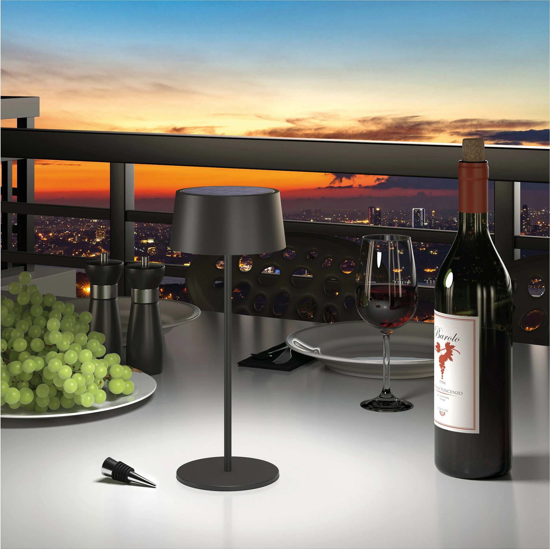 Llambë tavoline LED RealPower TableLight 300 Solar, 4W, 2200mAh, 3000K, IP44, e zezë