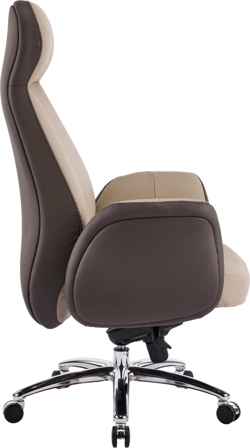Karrige zyre ekzekutive DRAMON FH18356.02, lëkurë PU bezhë-kafe, bazë kromi, 66x70x132.5cm