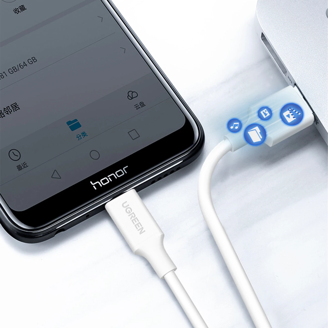 Kabllo Ugreen US289 60143, micro USB / USB-A, 2m, e bardhë