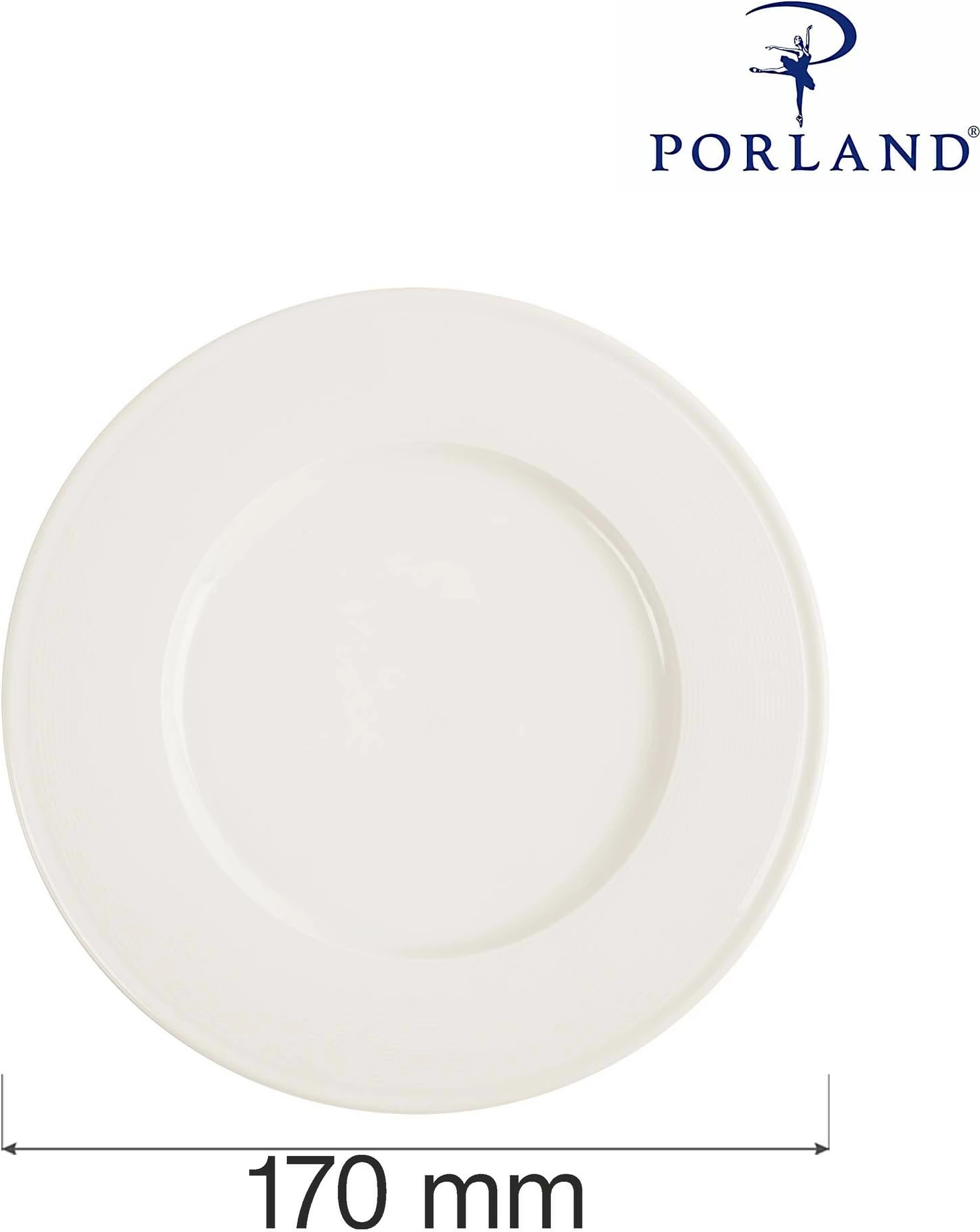 Pjatë e sheshtë Porland Line Ø170 mm, krem, set 6 copë