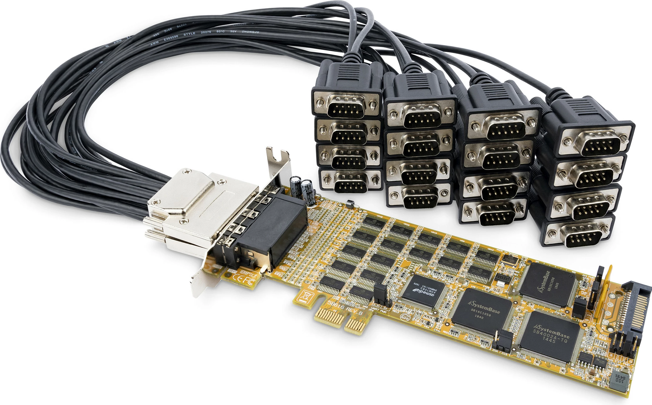 Kartelë seriale PCIe StarTech 16-Port RS232 low-profile, me kabllo DB9, e verdhë