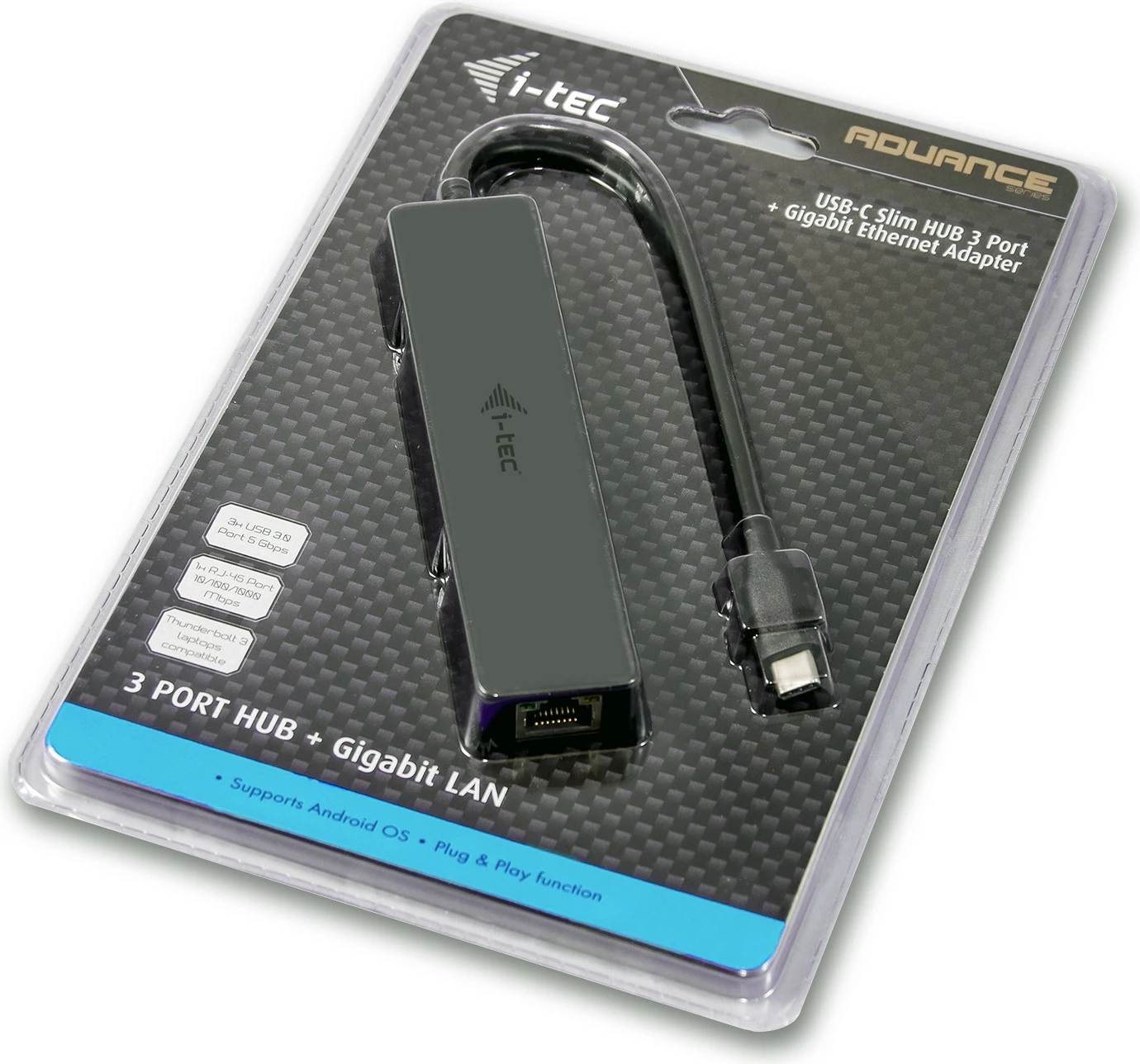 HUB USB-C I-Tec Advance, 3 porta USB 3.0 + Gigabit Ethernet, i zi