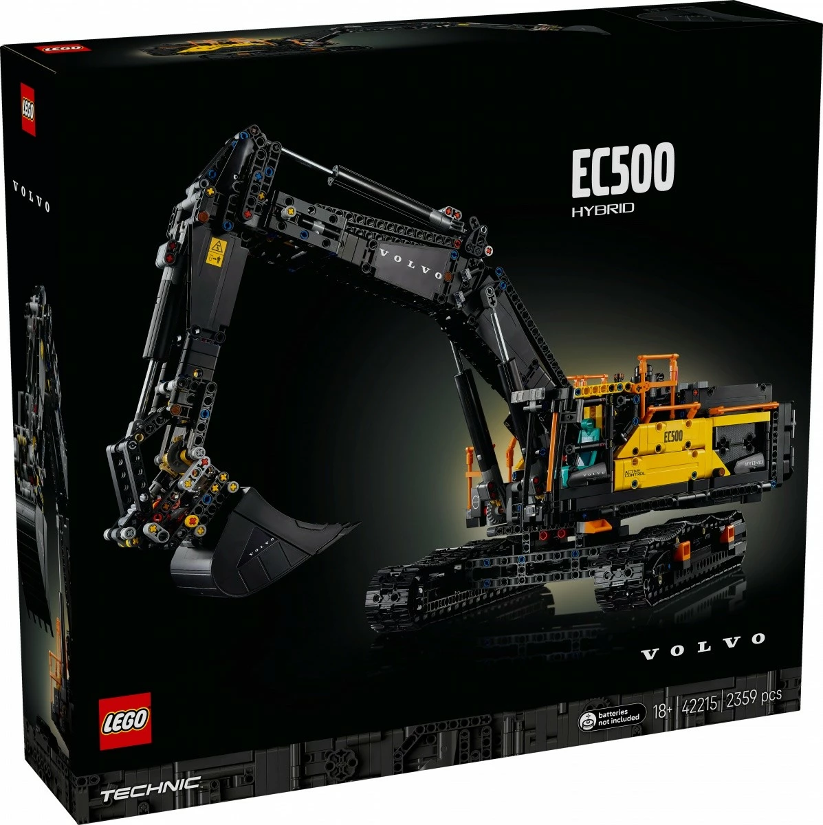 Set ndërtimi LEGO Technic Volvo EC500 Hybrid Ekskavator 42215, 2359 pjesë, për të rritur, verdhë/zi