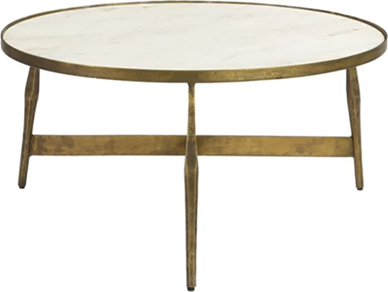 Tavolinë kafeje BLANCHE, e bardhë, bronz antik, 81x81x41cm