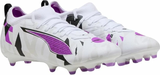 Atlete futbolli Puma për fëmijë, të bardha dhe vjollcë