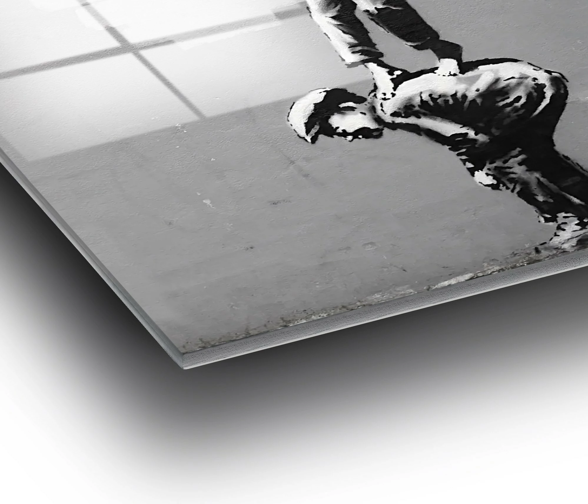 Pikturë dekorative xhami e temperuar, Banksy, shumëngjyrëshe, 45x65cm