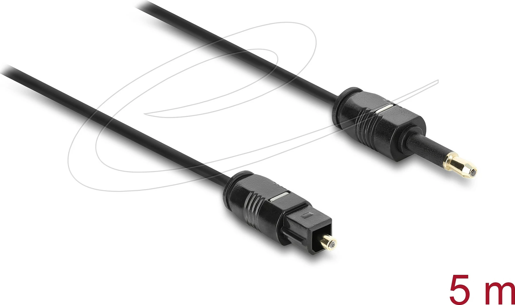 Kabllo optike TOSLINK DeLOCK mini TOSLINK 3.5mm në TOSLINK, 5 m, e zezë
