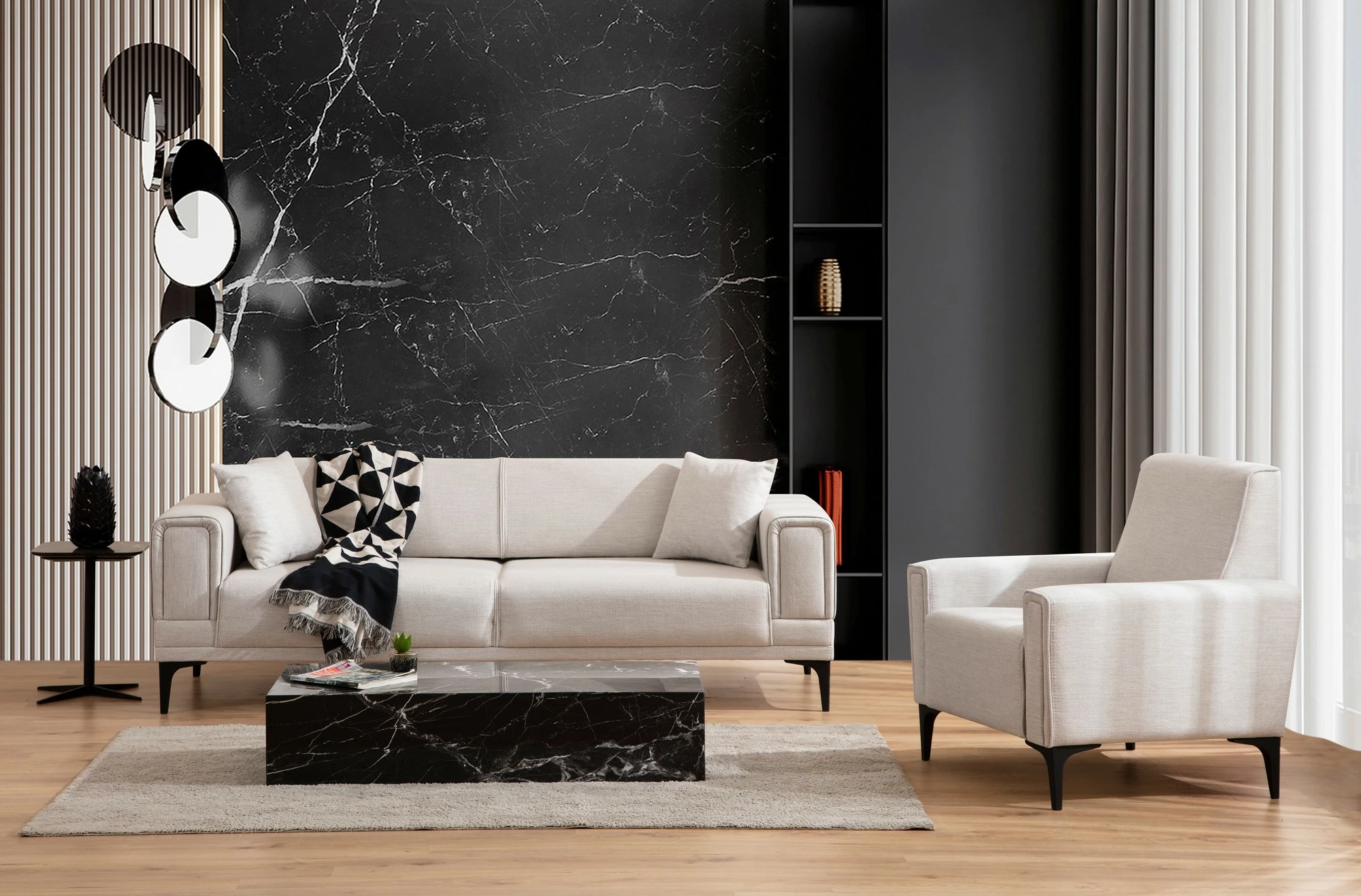 Divan dy-vendësh Atelier del Sofa, Horizon, ngjyrë ecru