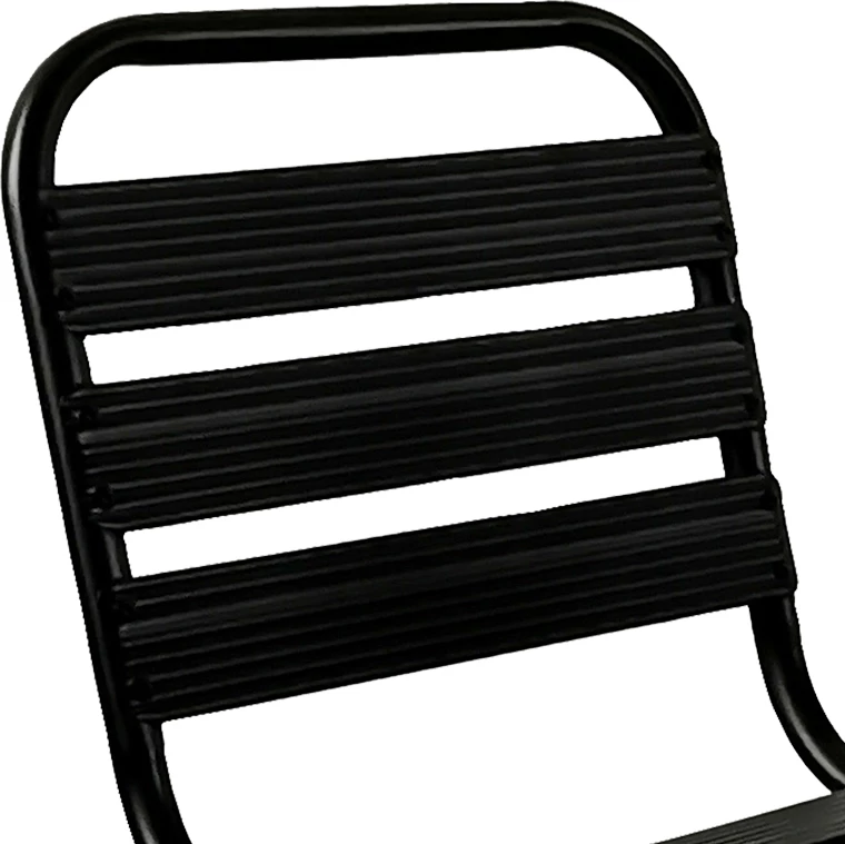 Karrige Sussie e grumbullueshme metalike e zezë me slata alumini 45x62x76cm