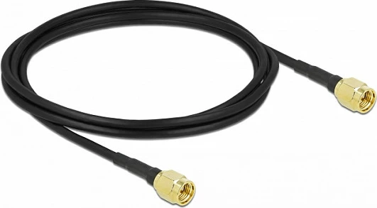 Kabllo antene DeLOCK SMA-SMA LMR100, 2 m, low loss, e zezë