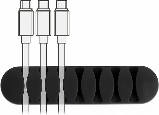 Mbajtës kabllosh DeLOCK me 7 kanale, set 6 copë, vetëngjitës, 4 mm, i zi