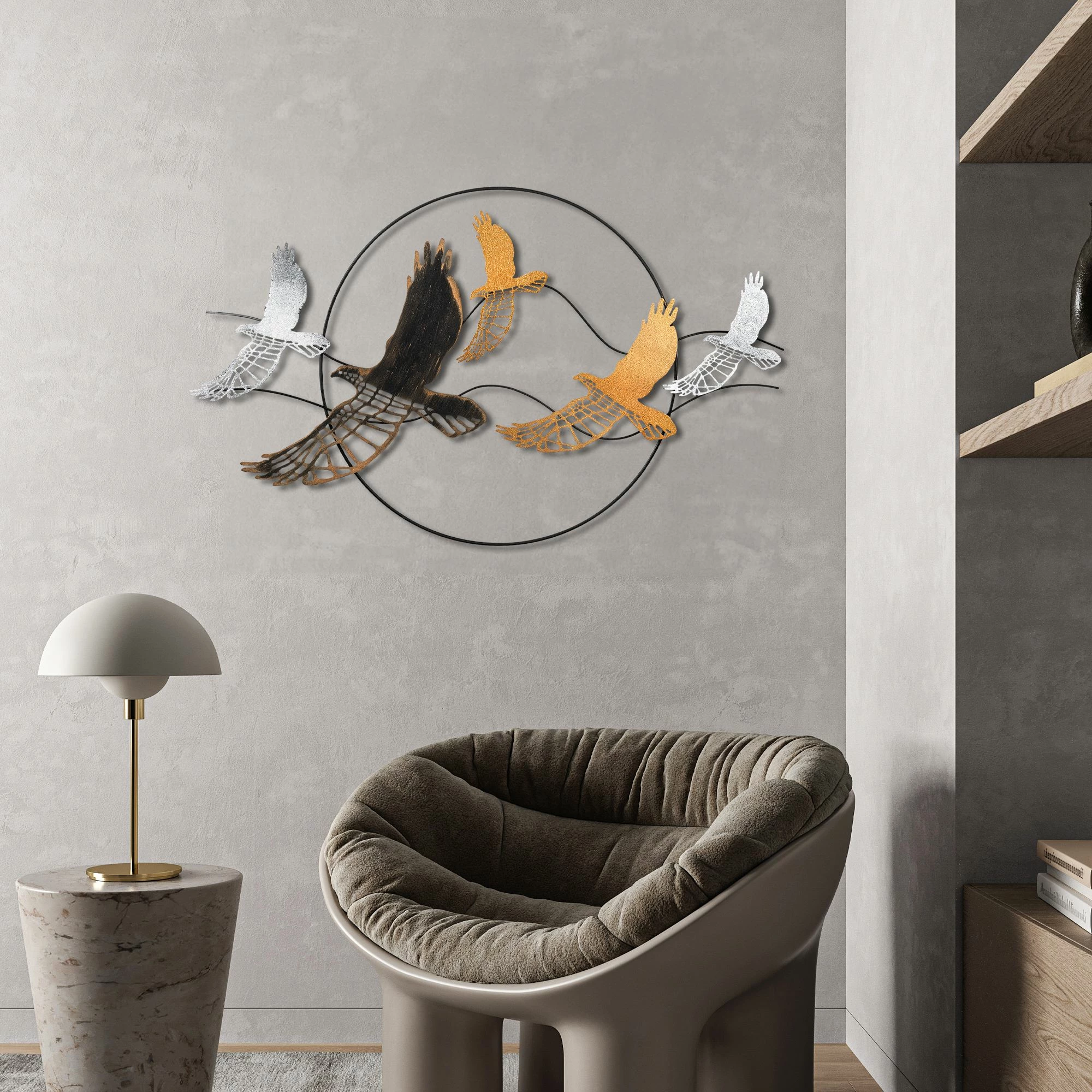 Aksesor dekorativ metalik për mur, Wallity, Bys-185-B, shumëngjyrësh, 91x55x4cm