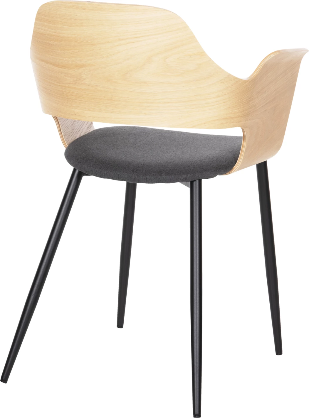 Karrige ngrënieje VELP FH9616.02 dru, ngjyrë natyrale-gri, këmbë metali të zeza, 55,5x50x79H cm, set prej 2 copë