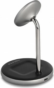 Karikues wireless DeLOCK 2 në 1, Qi, 15W, USB-C, kabllo 1m, zi/gri/bardhë