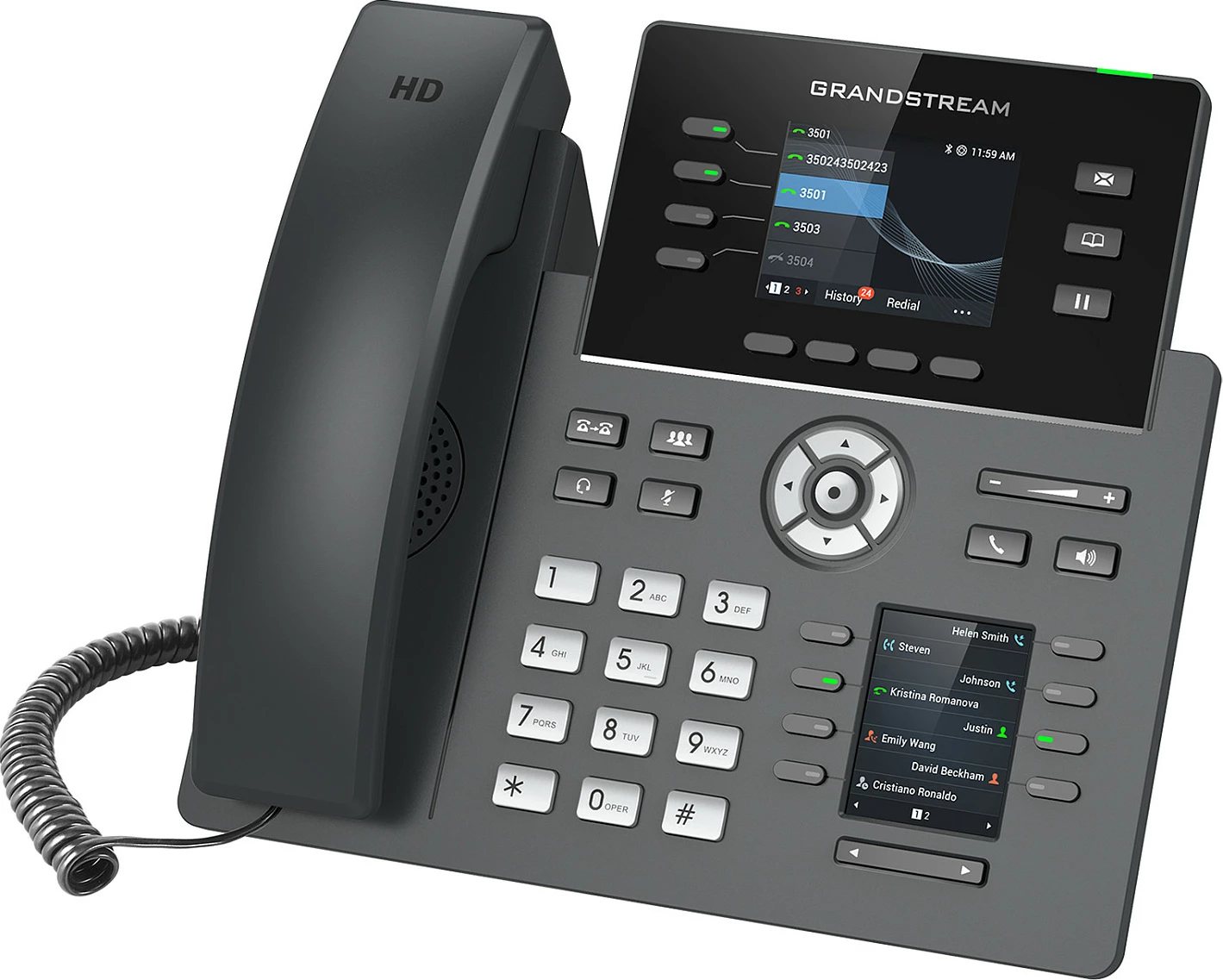 Telefon IP Grandstream GRP2614, 4 linja, 2000 kontakte, i zi