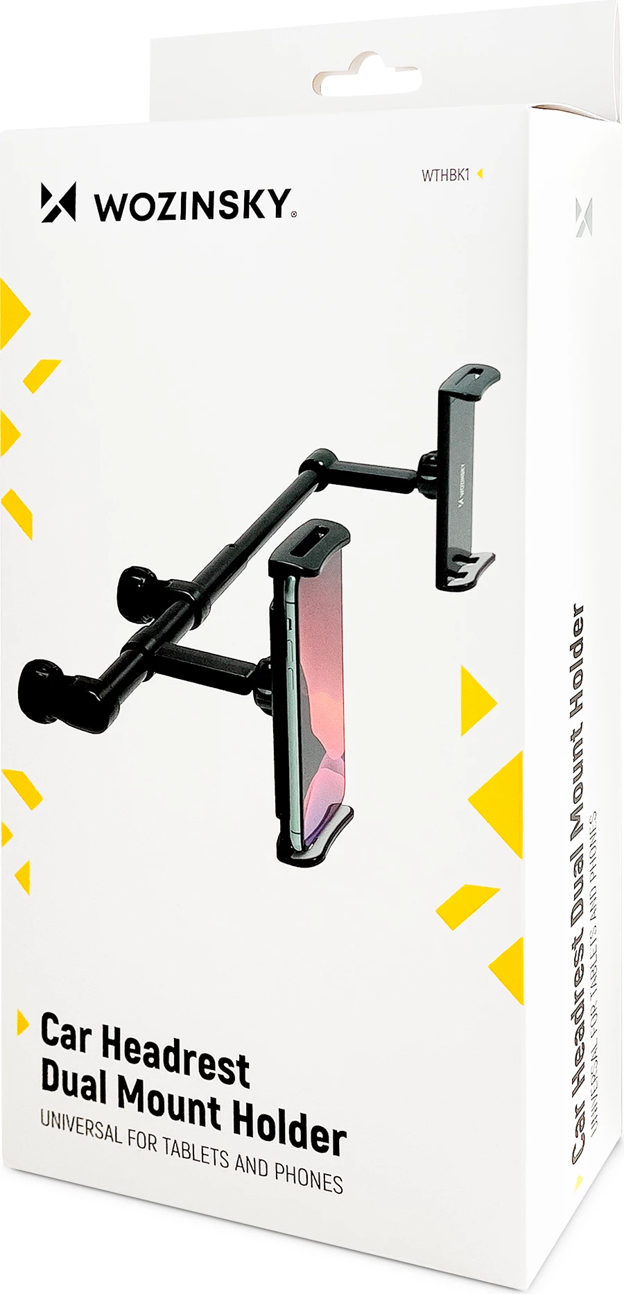 Mbajtës i dyfishtë për telefon/tablet Wozinsky WTHBK1, për mbështetëse koke, i zi