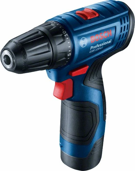 Trapan/vidalë me bateri Bosch GSR 120-LI 12 V, 2x 2 Ah, 30 Nm, mandrinë 10 mm, set me karikues + valixhe (06019G8000), blu