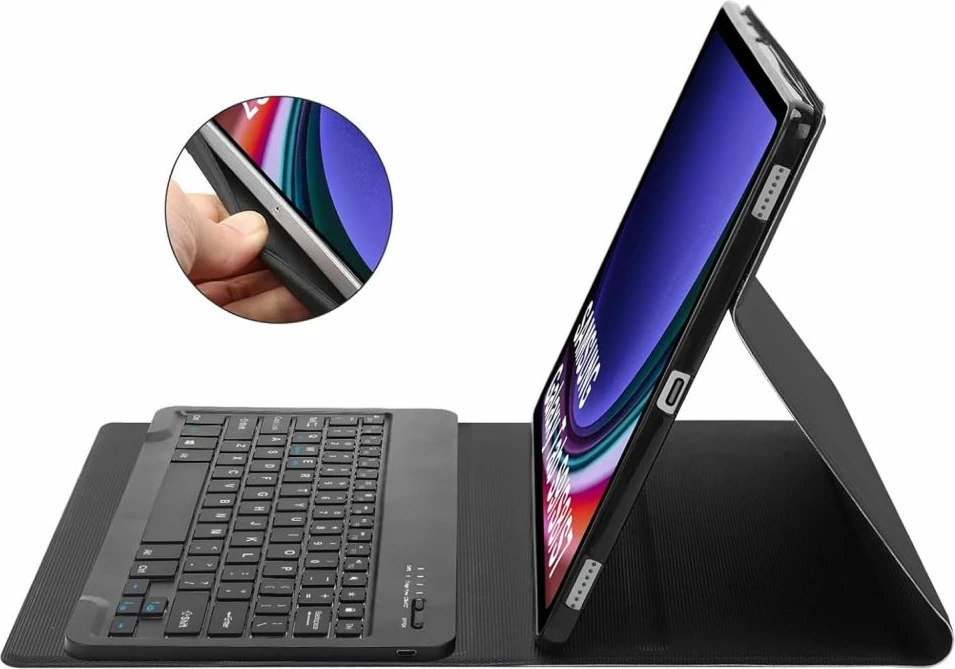 Mbështjellës me tastierë Tech-Protect SC Pen për Samsung Galaxy Tab S9 FE Plus 12.4", i zi