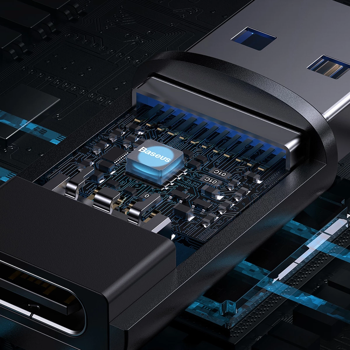 Adapter USB 3.1 OTG Baseus Ingenuity Series, USB-A në USB-C, i zi