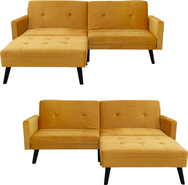 Divan - krevat Dream me stol kadife ngjyrë e verdhë 209x157x80cm