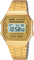 Orë dore digjitale Casio A168WG-9WDF, alarm, kronometër, kalendar, rezistente ndaj ujit, ari