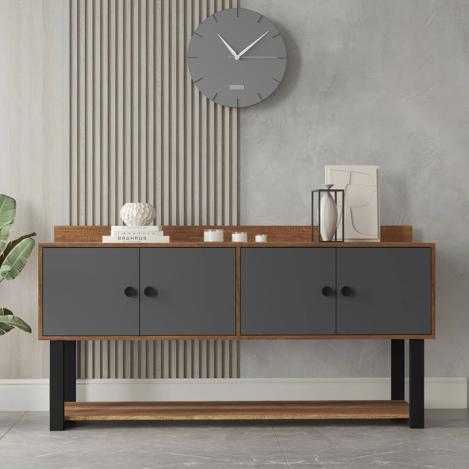 Konsol Skye Decor, Mn04-Ba, ngjyrë arre dhe antracit