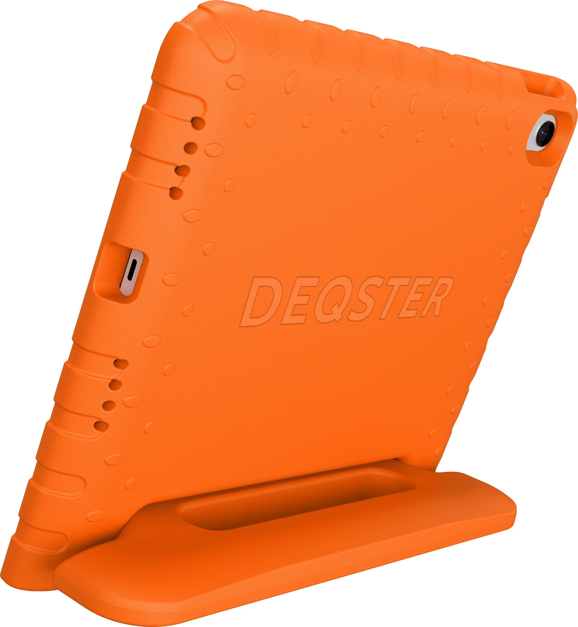 Mbështjellës për iPad DEQSTER Kids Case, për iPad 10./11. Gen 11", me xham mbrojtës 9H, stand & mbajtëse stilolapsi, portokalli