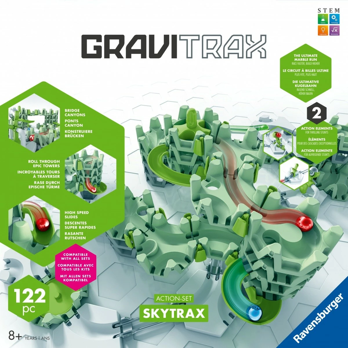 Set ndërtimi Gravitrax Skytrax M Starter, Ravensburger, 122 pjesë