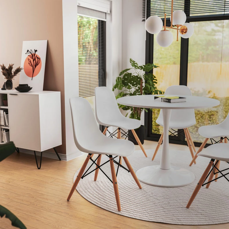 Karrige Julita PP e bardhë-këmbë natyrale 46x50x82cm