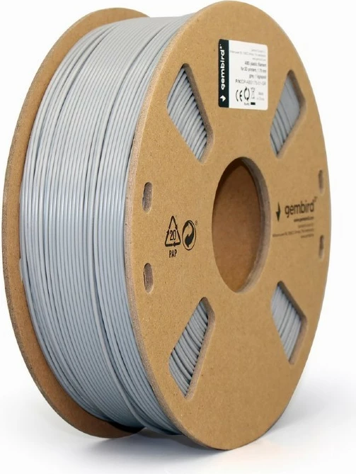 Filament 3D printeri Gembird ABS 1.75 mm, 1 kg, Gri