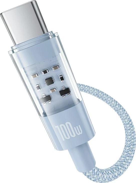 Kabllo Baseus Gem USB-C në USB-C, 2 m, 100 W, Kaltër