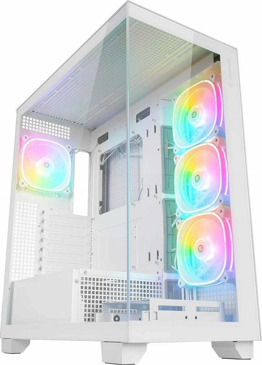 Kasë Rampage Hydra V1 ARGB Midi Tower ATX/mATX/ITX, USB-C, 4 ventilatorë + hub, e bardhë