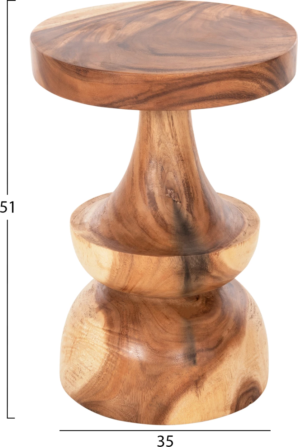 Tavolinë anësore BERMAN FH9902 dru SUAR solid natyral Φ35x51Hcm