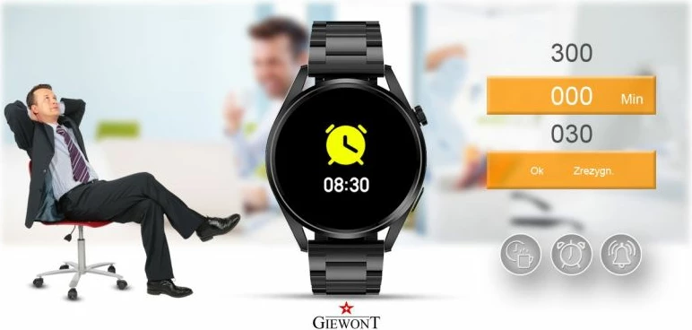 Smartwatch Giewont për meshkuj, i zi