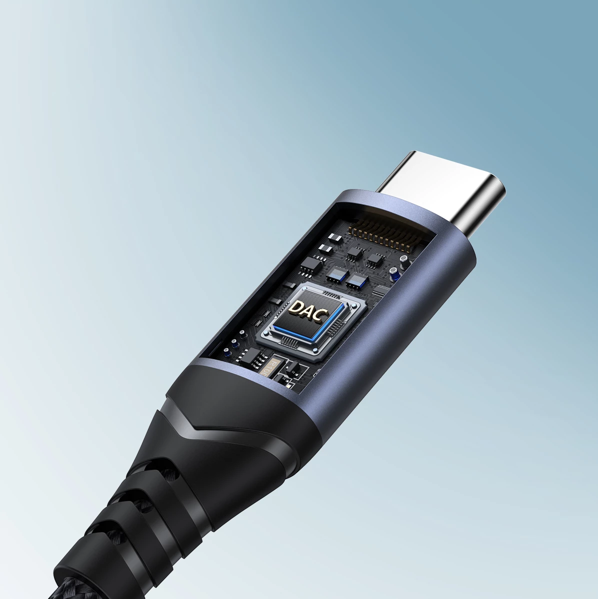 Adapter audio, Joyroom SY-C01, USB-C në 3.5 mm me DAC dhe USB-C pass-through 60W, e zezë