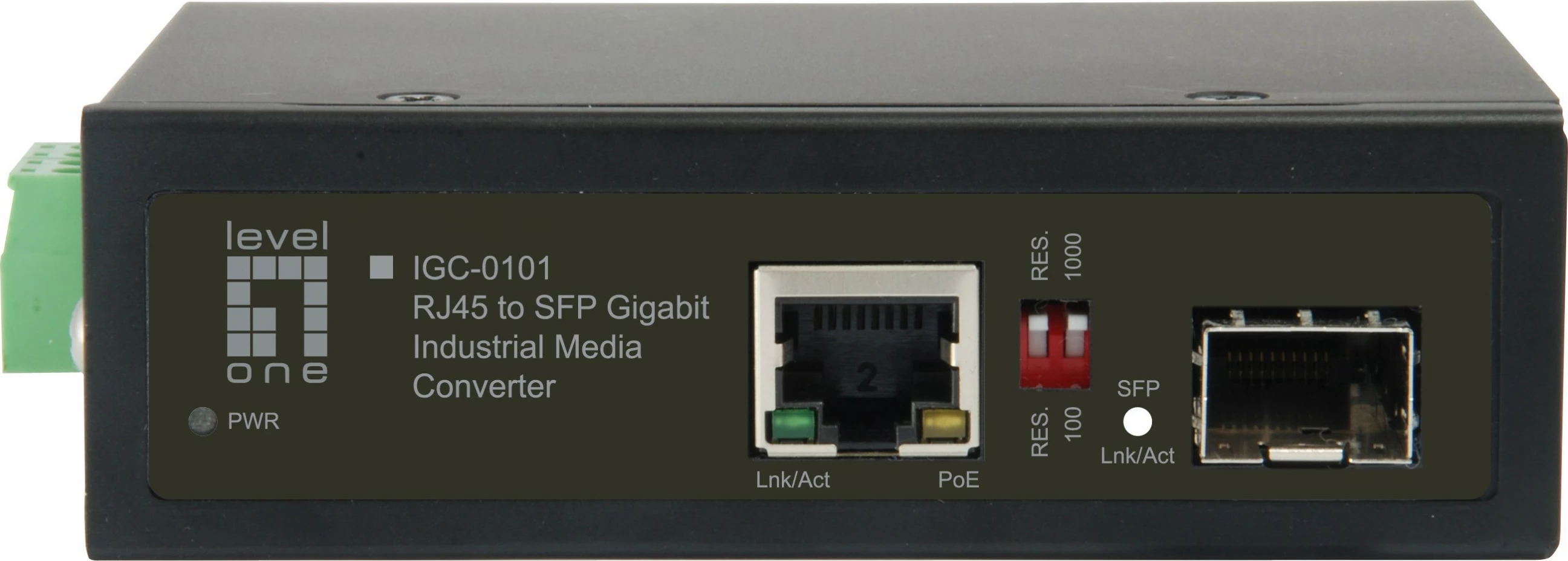 Konvertues rrjeti Level One IGC-0101, RJ45 në SFP, Gigabit, industrial