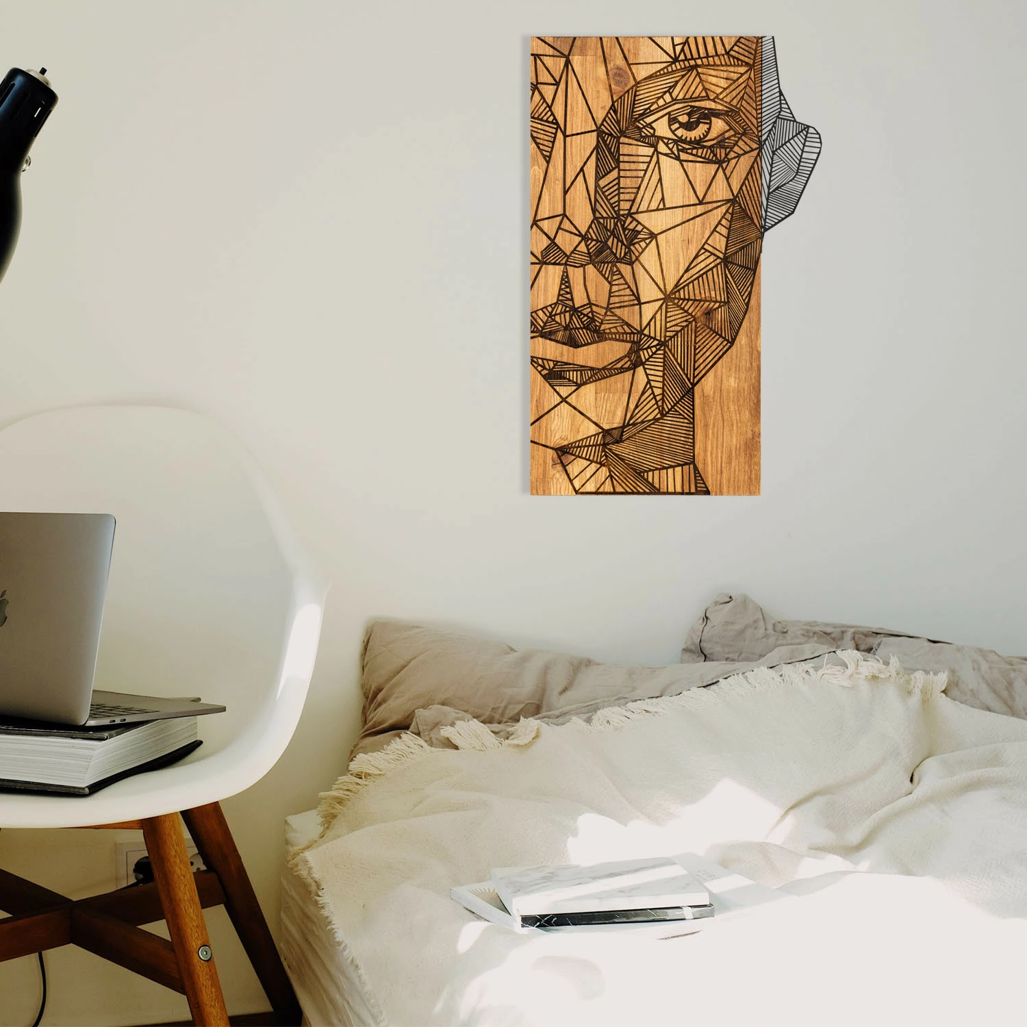Aksesor dekorativ muri, dru dhe metal, Wallity Nazo, ngjyrë e zezë dhe arre, 37x58cm