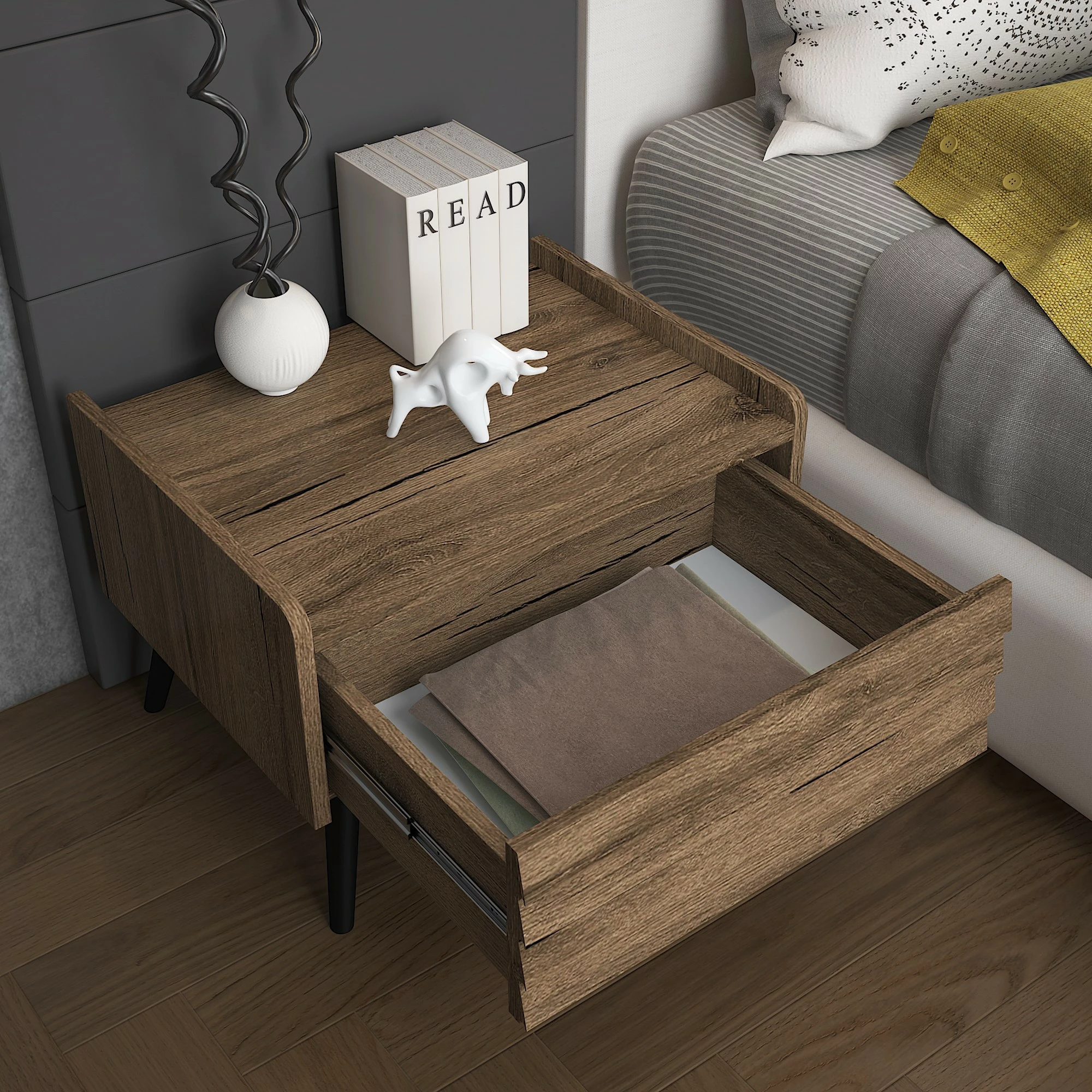 Komodinë Hanah Home, FRN-7008, ngjyrë arre