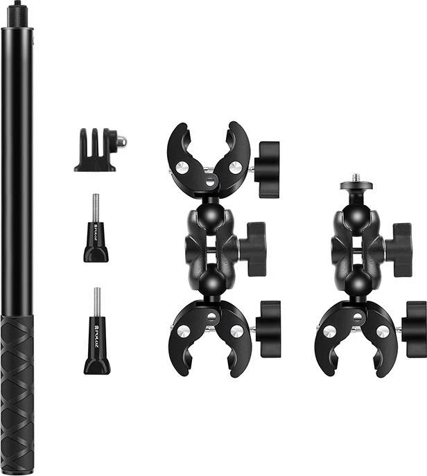 Mbajtës motoçikletë/bicikletë me selfie stick, Puluz PU496B, 150 cm, i zi, set